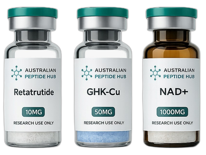 Australian Peptide Hub research vial and box