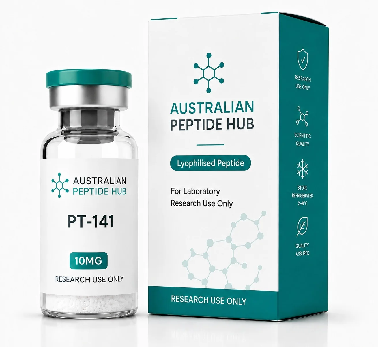 PT-141 lyophilised research peptide vial