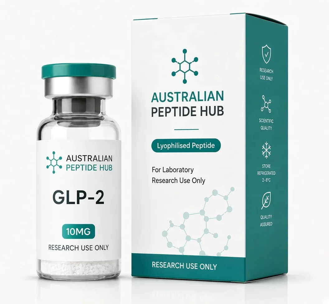 GLP-2T lyophilised research peptide vial and carton